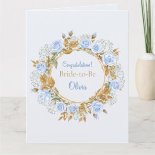 Gold-Kissed Blue Rose Bridal Card