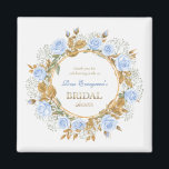 Gold-Kissed Blue Rose Bridal Shower Thank you Magnet<br><div class="desc">A graceful thank you keepsake adorned with soft watercolor dusty blue roses and delicate sprigs of baby’s breath,  
adding a dreamy,  romantic touch to any bridal shower display.</div>