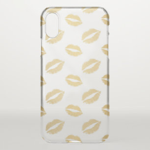 Gold Kisses Lips Pattern iPhone X Case