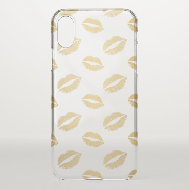 Gold Kisses Lips Pattern Uncommon iPhone Case (Back)