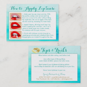 Gold Kisses on Teal Watercolor - Apply & Tips Card