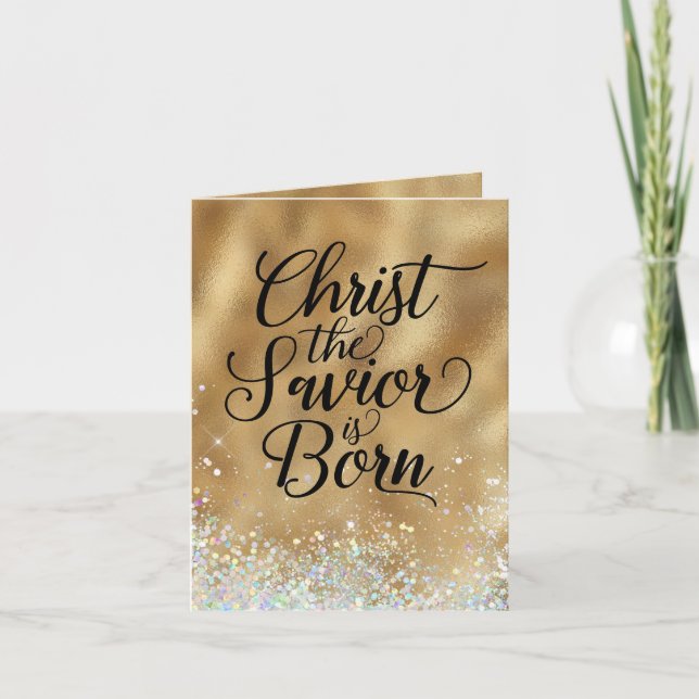 Gold KJV Scripture Christian Christmas Note Card (Front)
