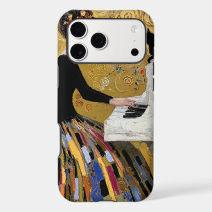 Gold Klimt Piano Lady with Black Cat iPhone 17 Pro Max Case