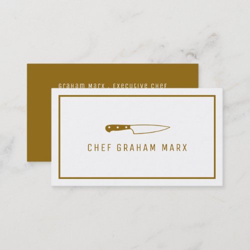 Gold Knife Modern Gourmet Chef Cooking Business Card