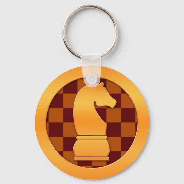 Gold Knight Chess Piece Keychain (Front)