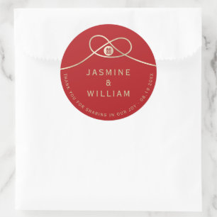 Gold Knot Union Double Happiness Chinese Wedding Classic Round Sticker