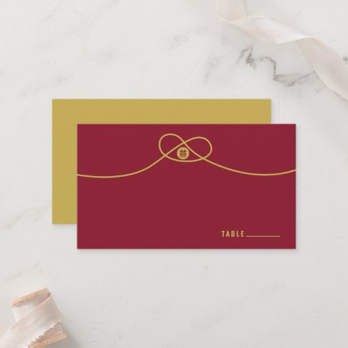 Gold Knot Union Double Happiness Chinese Wedding Place Card