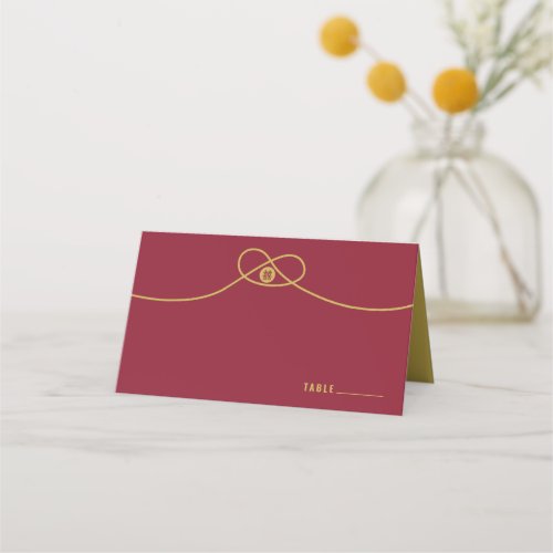 Gold Knot Union Double Happiness Chinese Wedding Place Card