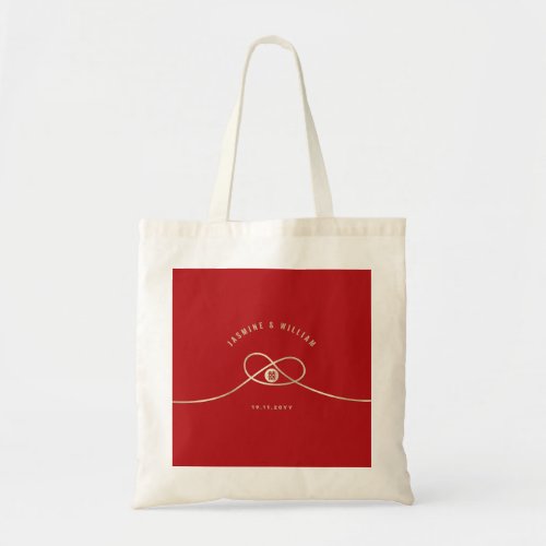 Gold Knot Union Double Happiness Chinese Wedding Tote Bag