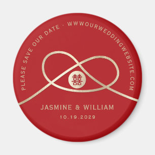 Gold Knot Union Double Happiness Save The Date Magnet