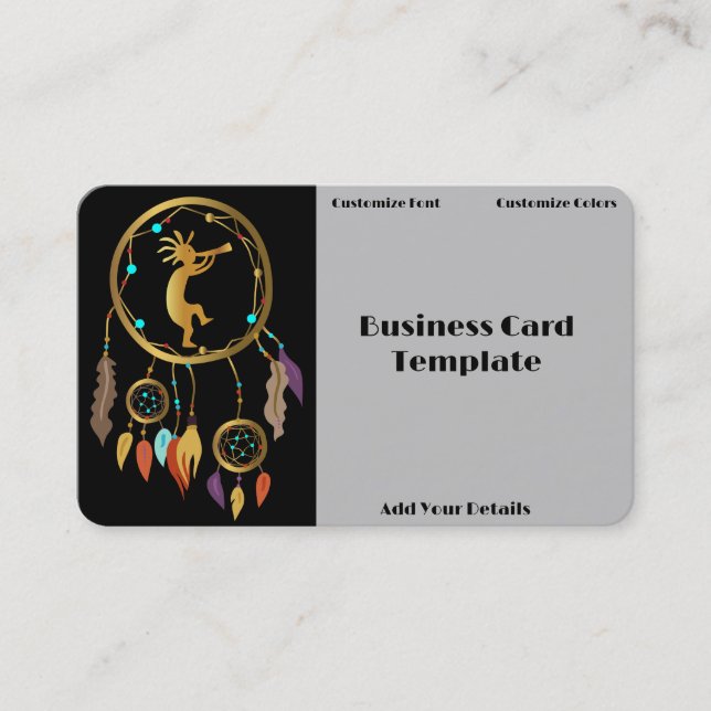 Gold Kokopelli Dreamcatcher Business Card (Front)
