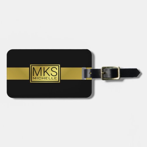 Gold Label Black Monogrammed Luggage Tag