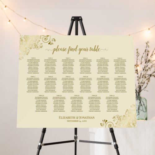 Gold Lace 17 Table Cream Wedding Seating Chart Foam Board