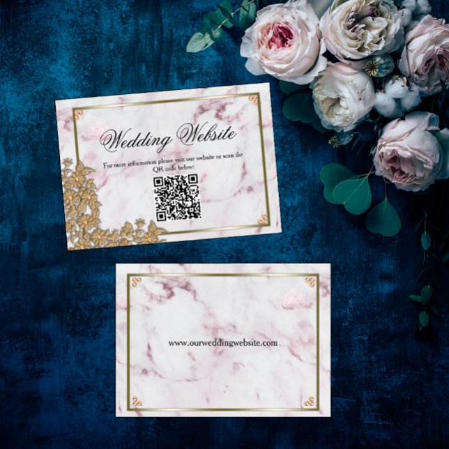 Gold Lace and Pearls Wedding Website Enclosure Card (Creator Uploaded)