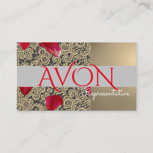Gold lace and Roses Personalized Avon Business Card