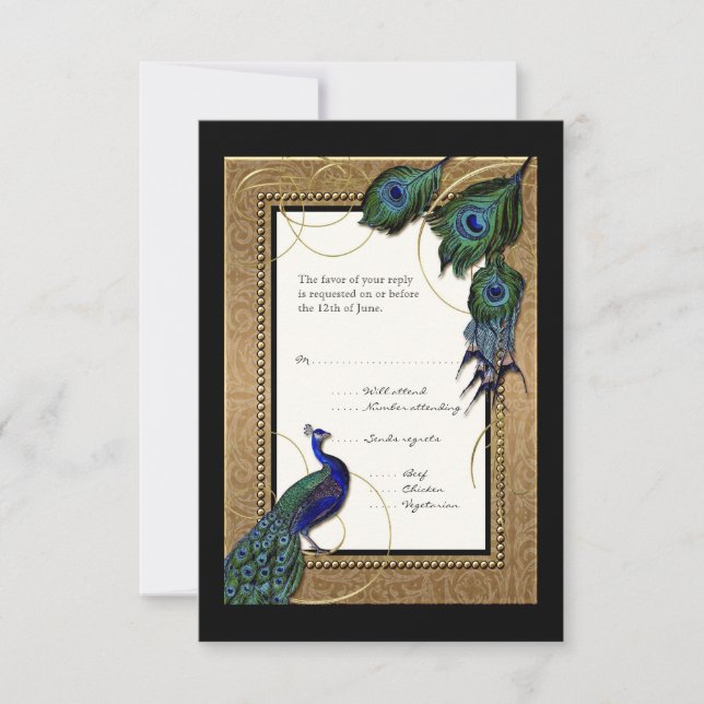 Gold & Lace Baroque Formal Wedding RSVP Response (Front)