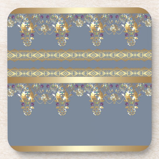 Gold lace beverage coaster (Front)
