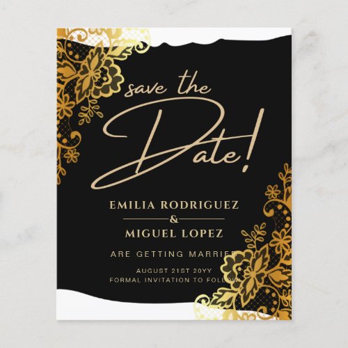 GOLD LACE Black All_in1 Wedding Save the Date Flyer