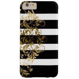 Gold Lace Black And White Stripes Barely There iPhone 6 Plus Case