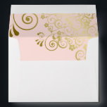 Gold Lace Blush Pink Inside Elegant White Wedding Envelope<br><div class="desc">This beautiful white wedding envelope is features a pale blush pink colored inside flap with gold floral curls and swirls,  and a printed return address on the back. The design is understated and simple,  yet classic,  chic and ornate. Perfect way to make your wedding invitations all the more special.</div>