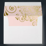 Gold Lace Blush Pink Inside Elegant White Wedding Envelope<br><div class="desc">This beautiful white wedding envelope is features a pale blush pink colored inside flap with gold floral curls and swirls,  and a printed return address on the back. The design is understated and simple,  yet classic,  chic and ornate. Perfect way to make your wedding invitations all the more special.</div>