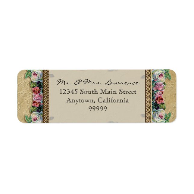 Gold & Lace Classic Formal Elegant Wedding Address Label (Front)