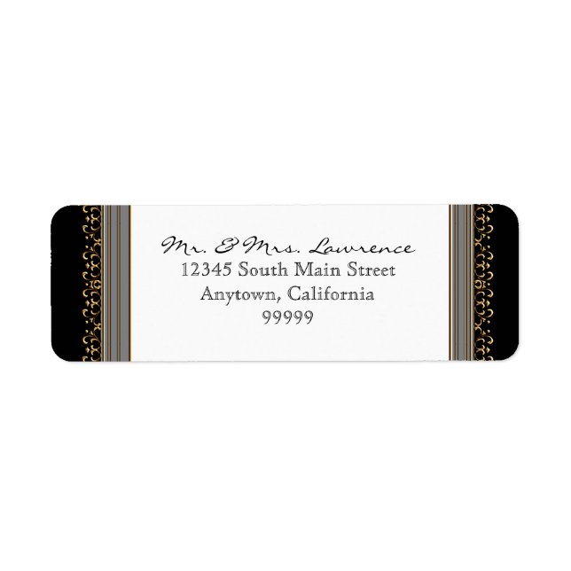 Gold & Lace Classic Formal Elegant Wedding Address Label (Front)