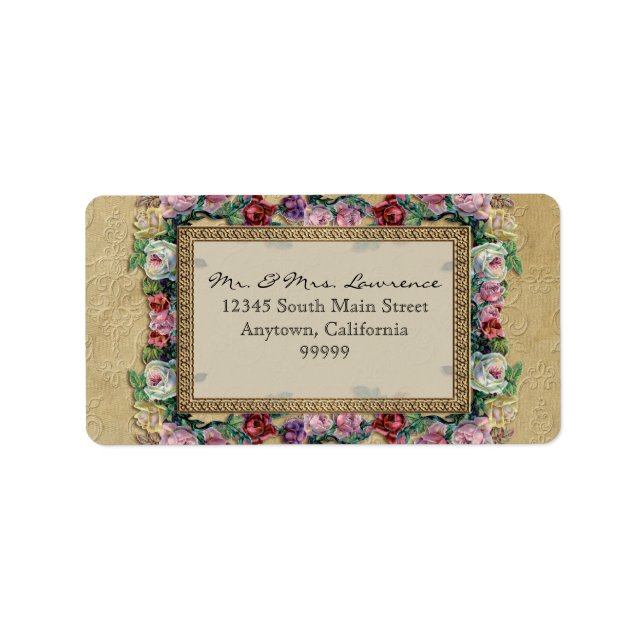 Gold & Lace Classic Formal Elegant Wedding Address Label (Front)