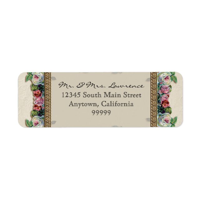 Gold & Lace Classic Formal Elegant Wedding Address Label (Front)