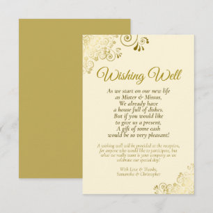Gold Lace & Cream Wedding Wishing Well Poem Enclosure Card