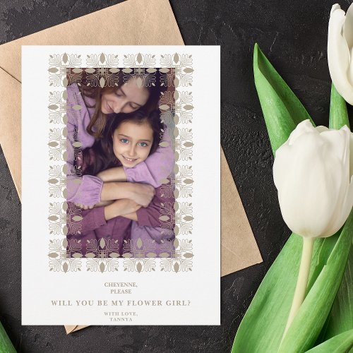 Gold  Lace Effect Frame Flower Girl Bridesmaid