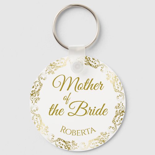 Gold Lace Elegant Mother of the Bride Wedding Keychain