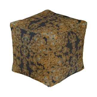 Gold Lace Fractal Expression Cube Pouf