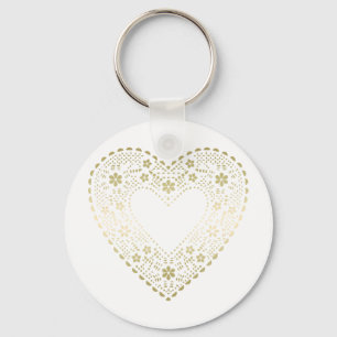 Gold Lace Heart Keychain