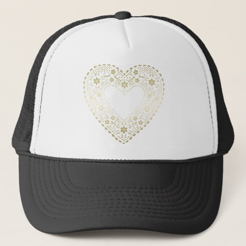 Gold Lace Heart Trucker Hat