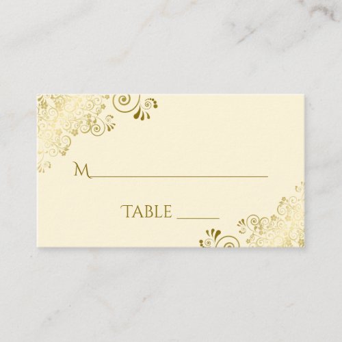 Gold Lace Ivory Cream Elegant Wedding Escort Card