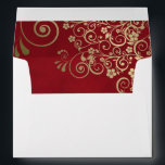 Gold Lace Marbled Red Inside Flap Elegant Wedding Envelope<br><div class="desc">This beautiful wedding envelope is features a marbled crimson red inside flap with gold floral curls and swirls,  and a printed return address on the back. The design is understated and simple,  yet classic,  chic and ornate. Perfect way to make your wedding invitations all the more special.</div>
