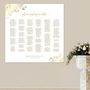 Gold Lace on White Alphabetical Seating Chart
