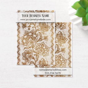 Gold Lace on White Earring Holder Display Cards