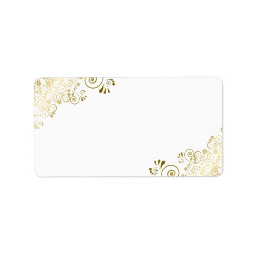 Gold Lace on White Elegant Blank Wedding Address Label