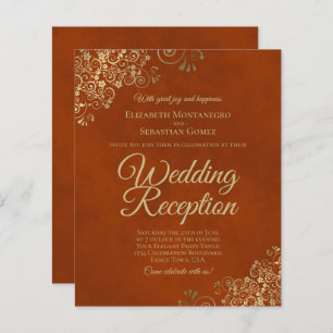 Gold Lace Orange Wedding Reception BUDGET Invite