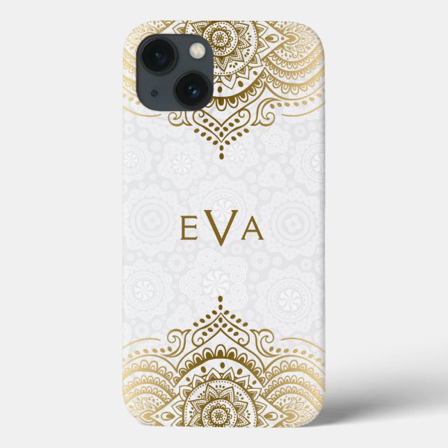Gold Lace Ornament Custom White Background Case-Mate iPhone Case (Back)
