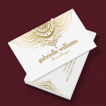 Gold Lace Paisley Mandala Business Card
