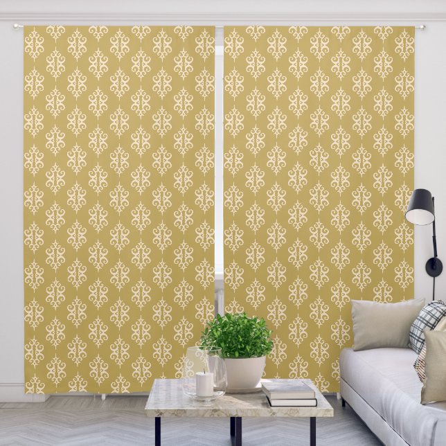 Gold Lace Pattern Curtains  (Living Room)