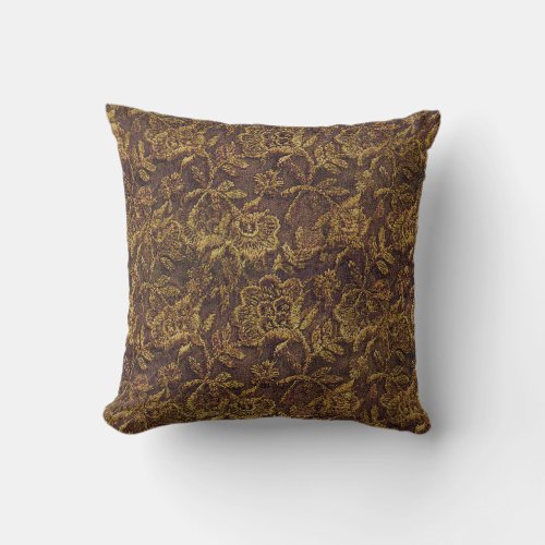 Gold Lace Pattern Throw Pillow