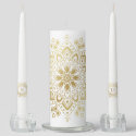 Gold Lace Shabbat Candle Set Add Your Initials