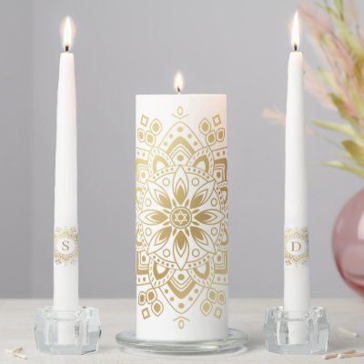 Gold Lace Shabbat Candle Set Add Your Initials