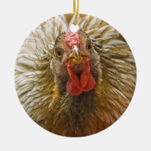 Gold-Laced Wyandotte Chicken Ceramic Ornament