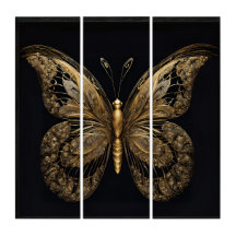 Gold Lacey Butterfly on Black