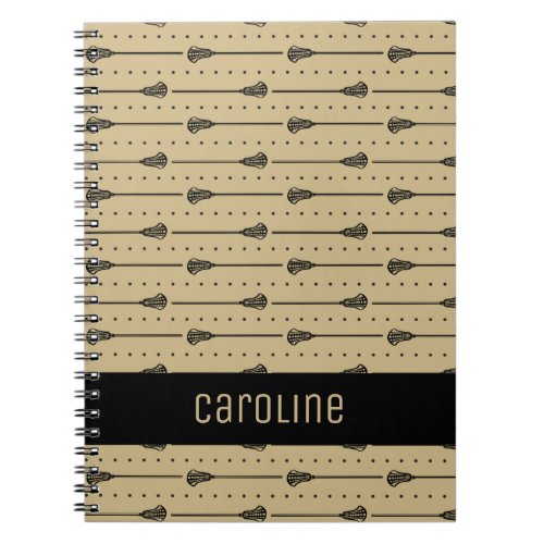 Gold Lacrosse Black Sticks and  Dotted Lines Notebook